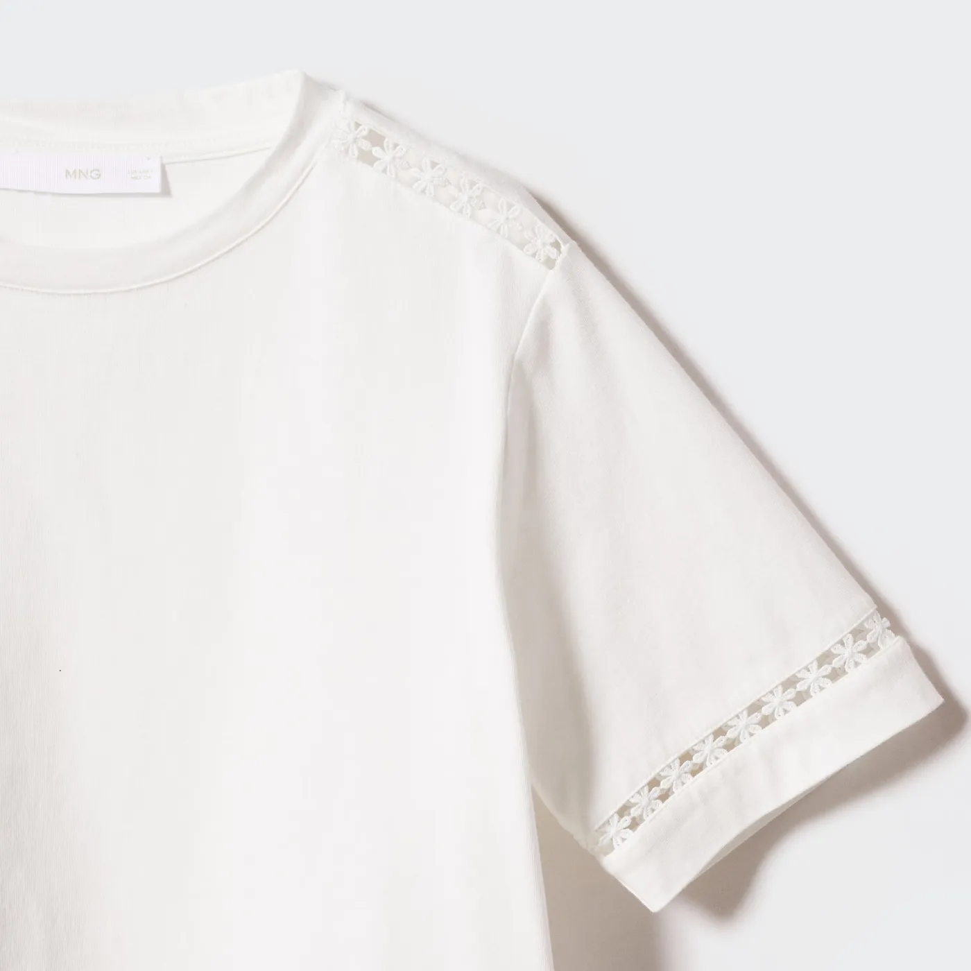 Embroidered White Cotton T-Shirt - Imagen 5